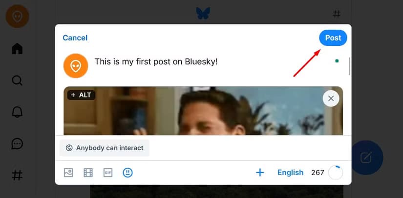 post-button-in-bluesky دليل المبتدئين لاستخدام Bluesky خطوة بخطوة
