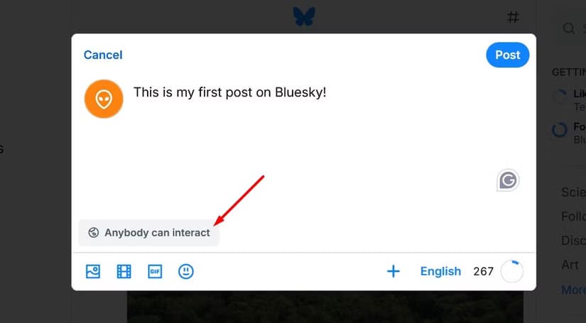 post-interaction-button-in-bluesky دليل المبتدئين لاستخدام Bluesky خطوة بخطوة