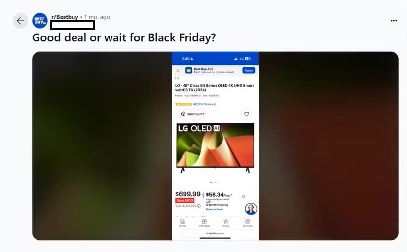 reddit-question-black-friday-1 كيف تكشف عن التلاعب بالأسعار في تخفيضات الجمعة السوداء
