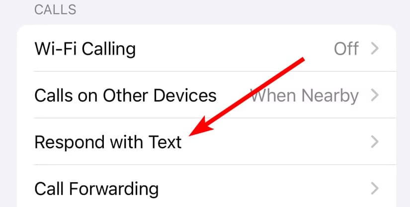 respond-with-text-message-option-iphone كيفية تخصيص رسائل الرد التلقائي على المكالمات في iPhone
