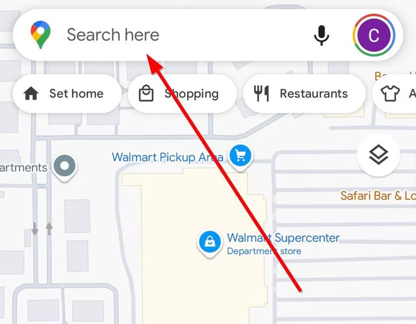 search-bar-google-map-1 أفضل طريقة لطلب رحلة عبر Google Maps بفعالية