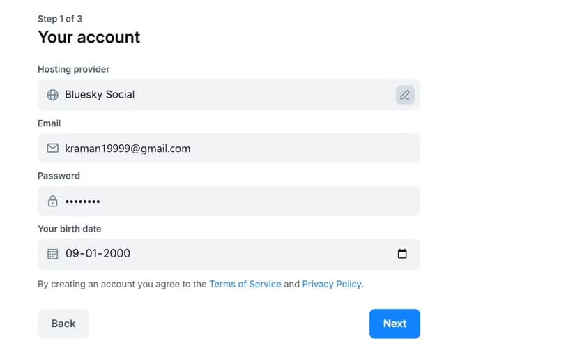 step-1-of-creating-bluesky-account دليل المبتدئين لاستخدام Bluesky خطوة بخطوة
