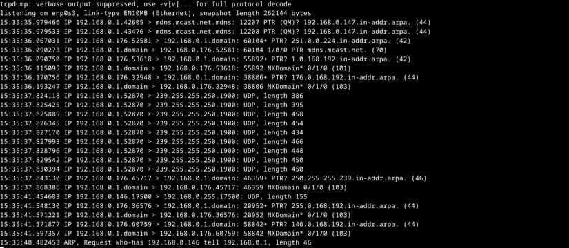 tcpdump-terminal أهم أوامر الشبكات التي يحتاج كل مستخدم Linux لمعرفتها