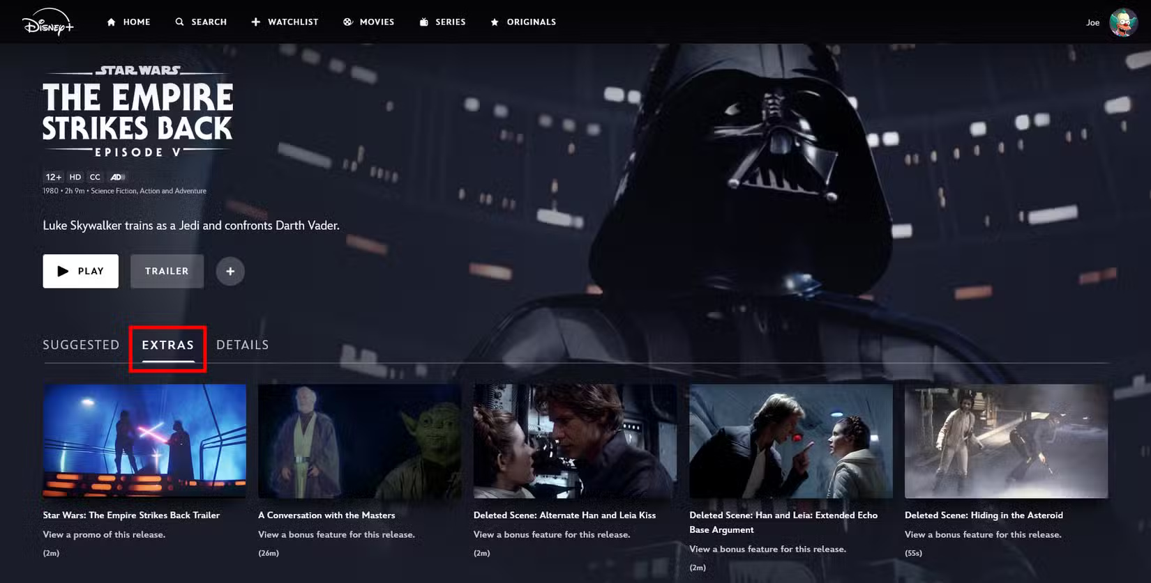 the-extras-tab-of-the-empire-strikes-back-on-disney مقارنة شاملة بين Disney+ وApple TV+ لاختيار الأفضل
