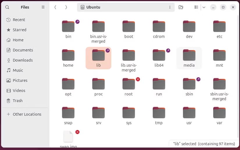 the-root-directory-in-a-file-browser-on-ubuntu-linux فهم هيكل الدليل في لينكس: دليل مبسط للمبتدئين
