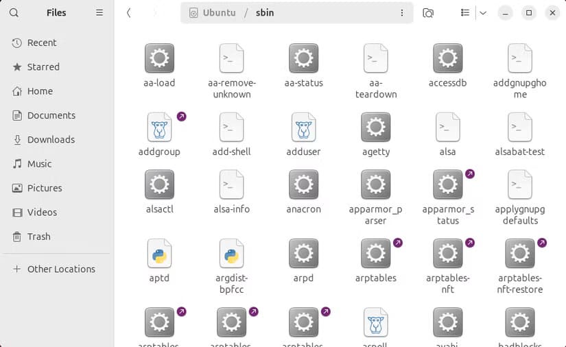 the-sbin-directory-in-a-file-browser-on-ubuntu-linux فهم هيكل الدليل في لينكس: دليل مبسط للمبتدئين