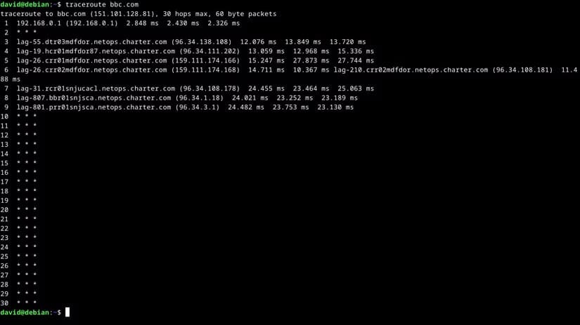 traceroute-bbc أهم أوامر الشبكات التي يحتاج كل مستخدم Linux لمعرفتها