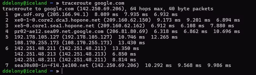 traceroute-google-shell-account كيف تستفيد من حسابات Shell لتصفح الإنترنت بشكل احترافي