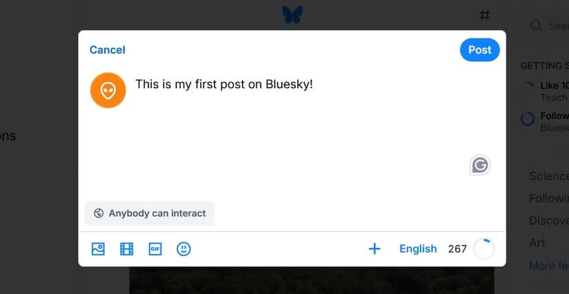 typing-window-of-bluesky دليل المبتدئين لاستخدام Bluesky خطوة بخطوة