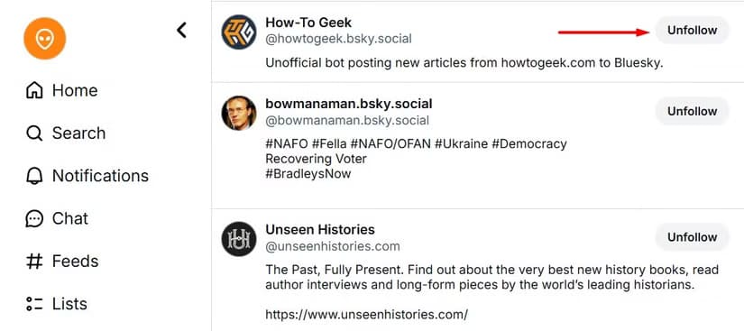 unfollow-button-in-bluesky دليل المبتدئين لاستخدام Bluesky خطوة بخطوة