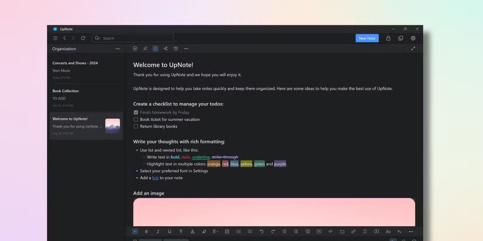 upnote-desktop أفضل تطبيق لتدوين الملاحظات: لماذا يتفوق UpNote بعد تجربة 6 تطبيقات أخرى