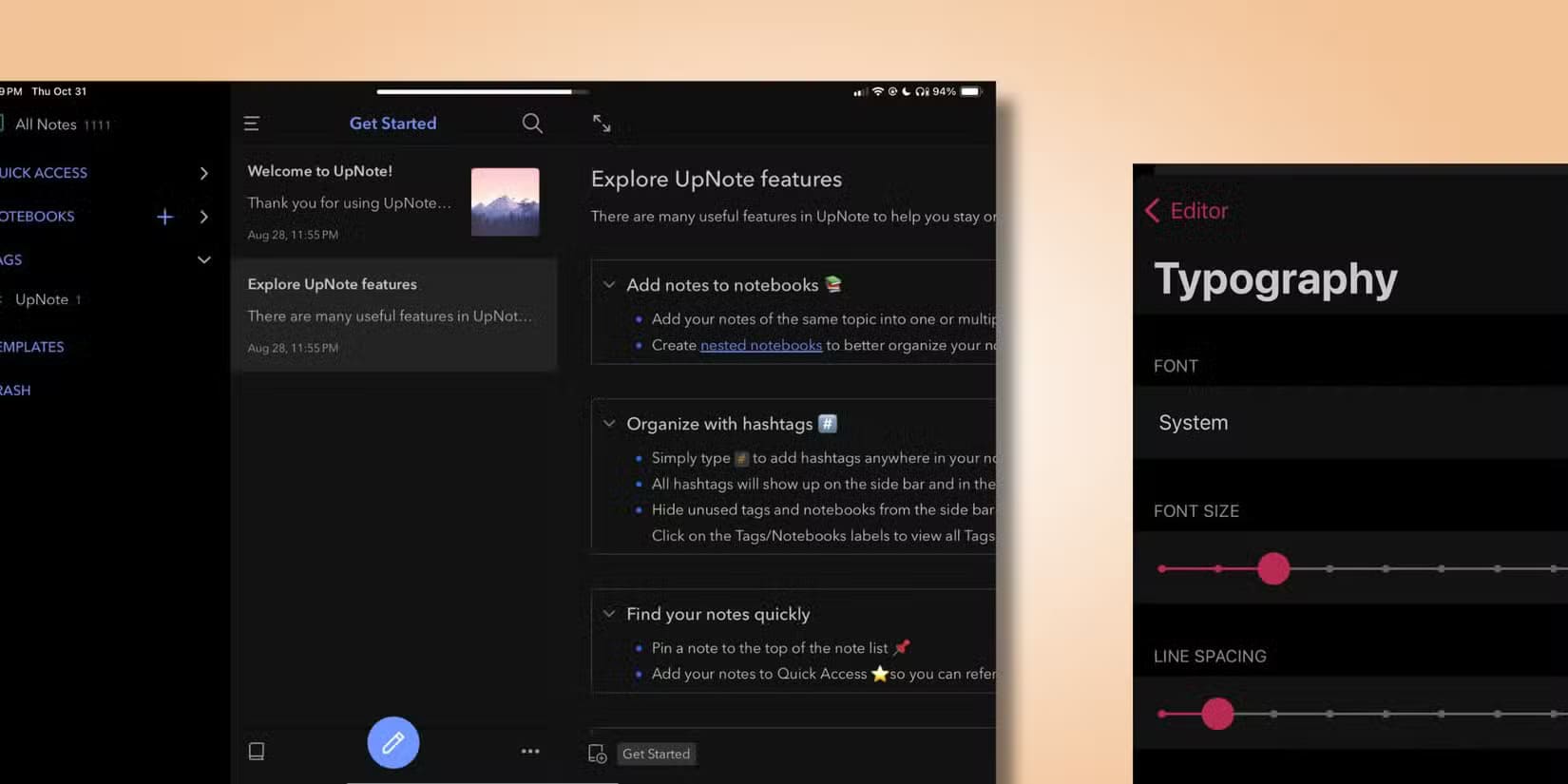 upnote-phone-tablet أفضل تطبيق لتدوين الملاحظات: لماذا يتفوق UpNote بعد تجربة 6 تطبيقات أخرى
