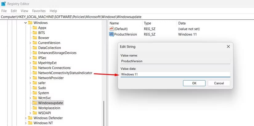 value-data-field-of-the-productversion-string-value-in-the-registry-editor كيفية تنزيل وتثبيت تحديث Windows 11 24H2 بسهولة