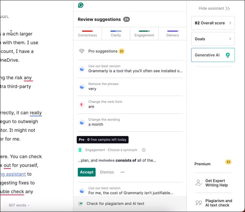 viewing-grammarly-suggestions السبب وراء انتقالي من Grammarly إلى Microsoft Editor