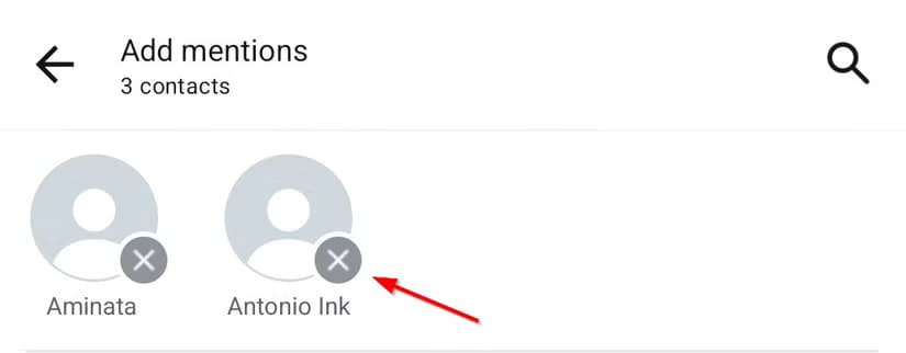 x-icon-to-remove-a-selected-contact طرق سهلة لذكر أصدقائك في حالة WhatsApp