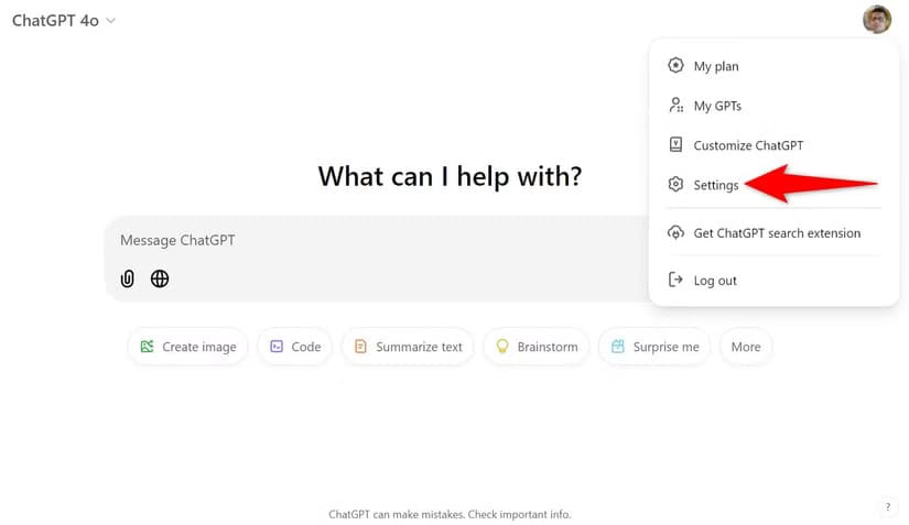 1-chatgpt-desktop-settings طريقة إلغاء الاشتراك في استخدام بياناتك لتدريب نماذج الذكاء الاصطناعي