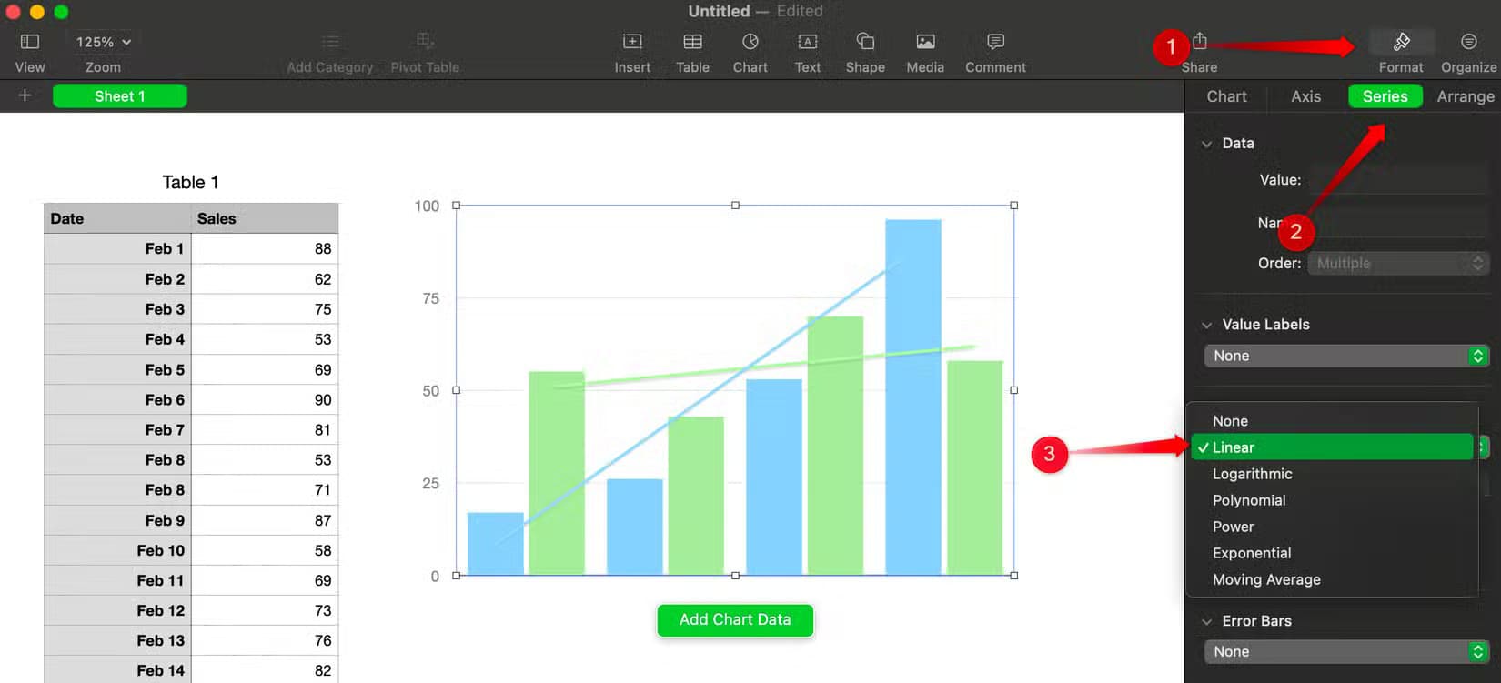 1-creating-a-linear-trendline-in-apple-numbers وظائف وميزات أساسية في Apple Numbers لتحسين إنتاجيتك