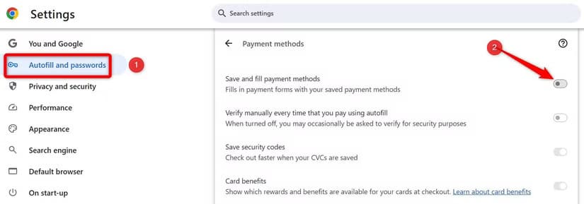 1-disabling-the-autofill-of-payment-methods-in-chrome إعدادات Chrome التي يفضل تعطيلها لتحسين الأداء والخصوصية