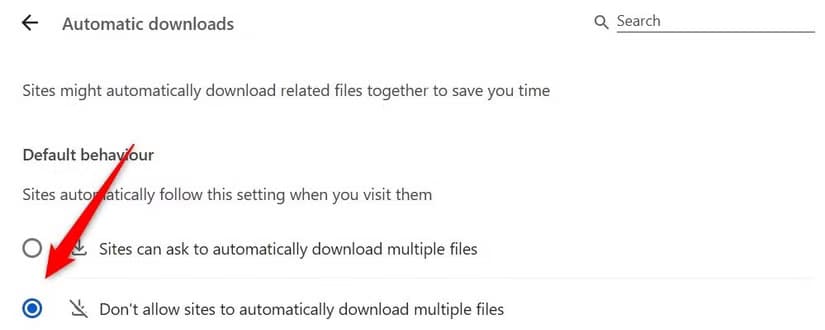 10-blocking-sites-from-automatically-downloading-multiple-files-in-chrome إعدادات Chrome التي يفضل تعطيلها لتحسين الأداء والخصوصية