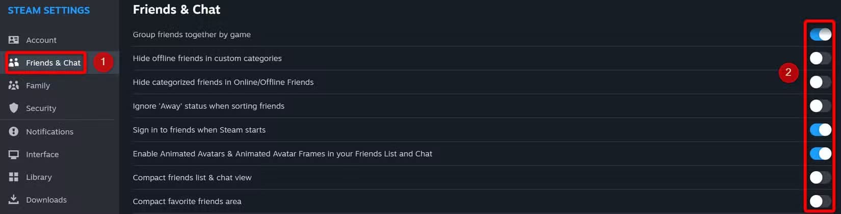 10-customizing-the-friends-and-chat-experience-in-steam-settings أفضل 12 نصيحة لتحسين تجربتك على Steam لكل لاعبي الكمبيوتر الشخصي