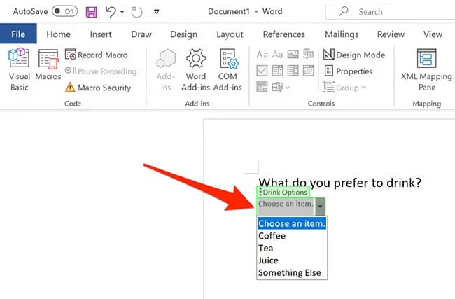 16-access-drop-down خطوات سهلة لإضافة قائمة منسدلة في مستند Word