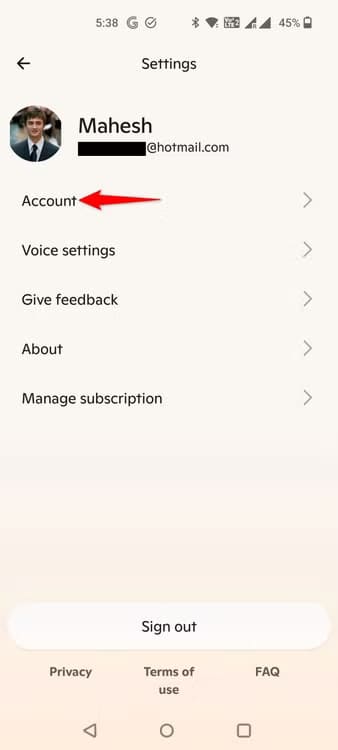 18-copilot-mobile-account-settings طريقة إلغاء الاشتراك في استخدام بياناتك لتدريب نماذج الذكاء الاصطناعي