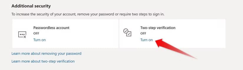 2-turning-on-the-2fa-on-microsoft-account أهمية إعداد حساب Gmail احتياطي لتأمين المصادقة الثنائية