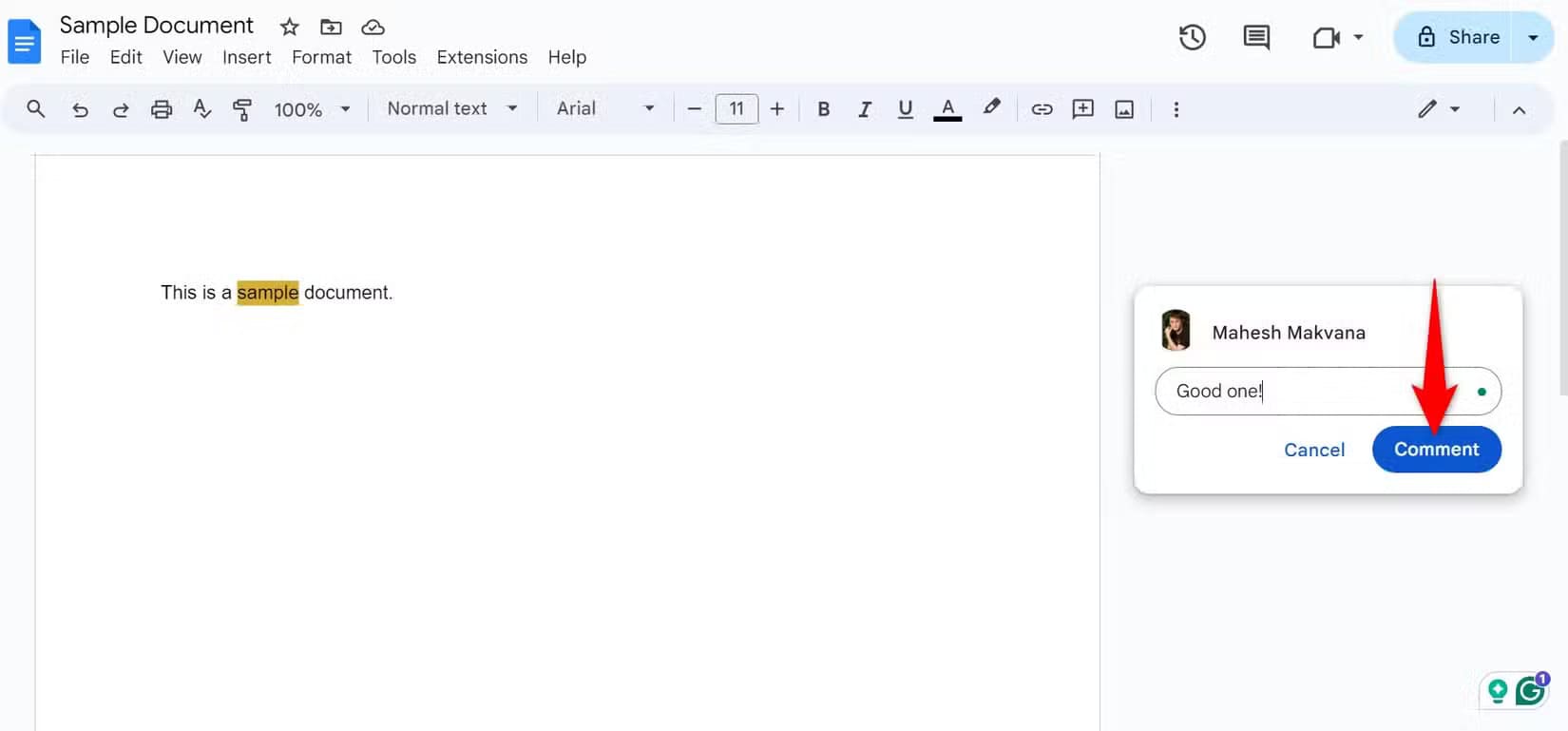 3-add-comment-google-docs مزايا تجعل Google Docs الخيار الأفضل مقارنة بـ Microsoft Word
