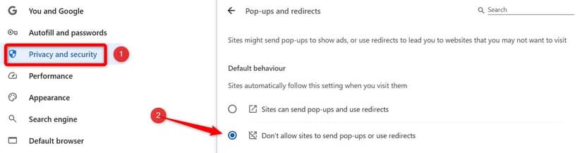 3-turning-off-pop-ups-and-redirects-in-chrome إعدادات Chrome التي يفضل تعطيلها لتحسين الأداء والخصوصية