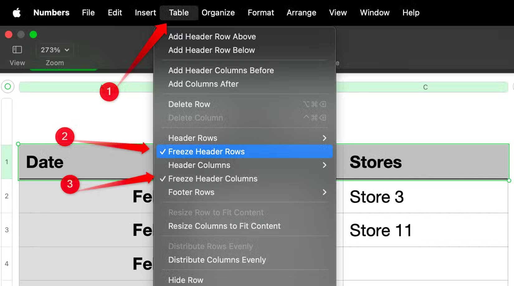 4-freezing-column-and-row-headers-in-apple-numbers وظائف وميزات أساسية في Apple Numbers لتحسين إنتاجيتك