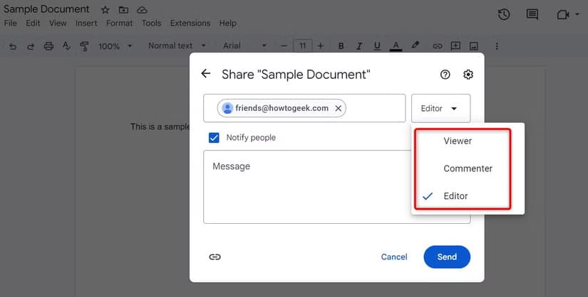 4-share-google-doc مزايا تجعل Google Docs الخيار الأفضل مقارنة بـ Microsoft Word