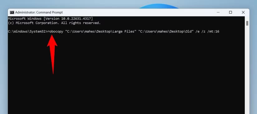 6-copy-files-with-robocopy طرق فعّالة لتسريع نقل الملفات على Windows 11 وتحسين الأداء