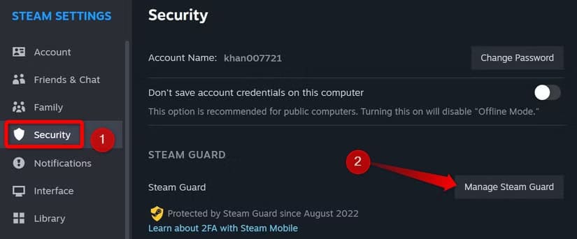 6-opening-the-steam-guard-settings-in-steam أفضل 12 نصيحة لتحسين تجربتك على Steam لكل لاعبي الكمبيوتر الشخصي