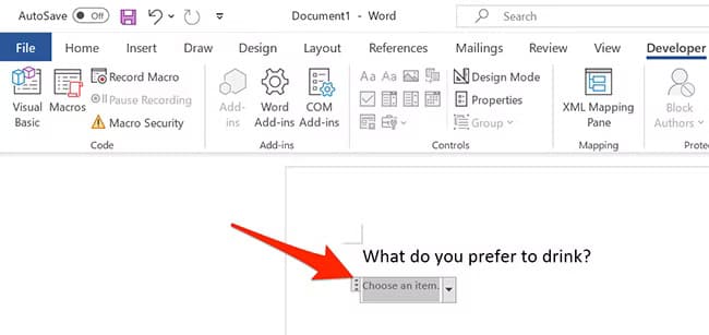 7-drop-down-list-added خطوات سهلة لإضافة قائمة منسدلة في مستند Word