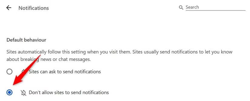 8-blocking-websites-from-sending-notifications-in-chrome إعدادات Chrome التي يفضل تعطيلها لتحسين الأداء والخصوصية