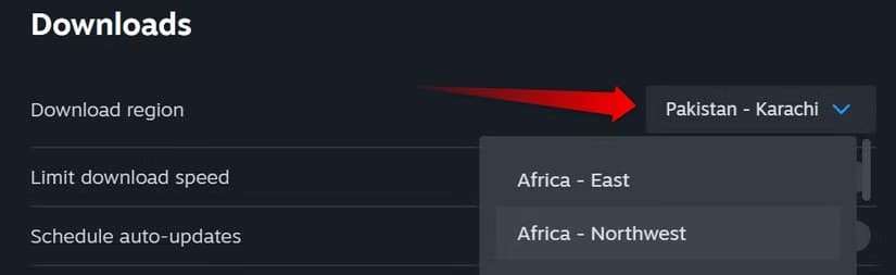 8-changing-download-region-in-steam-settings أفضل 12 نصيحة لتحسين تجربتك على Steam لكل لاعبي الكمبيوتر الشخصي