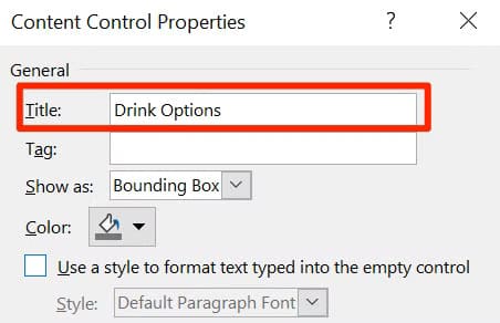 9-drop-down-title خطوات سهلة لإضافة قائمة منسدلة في مستند Word