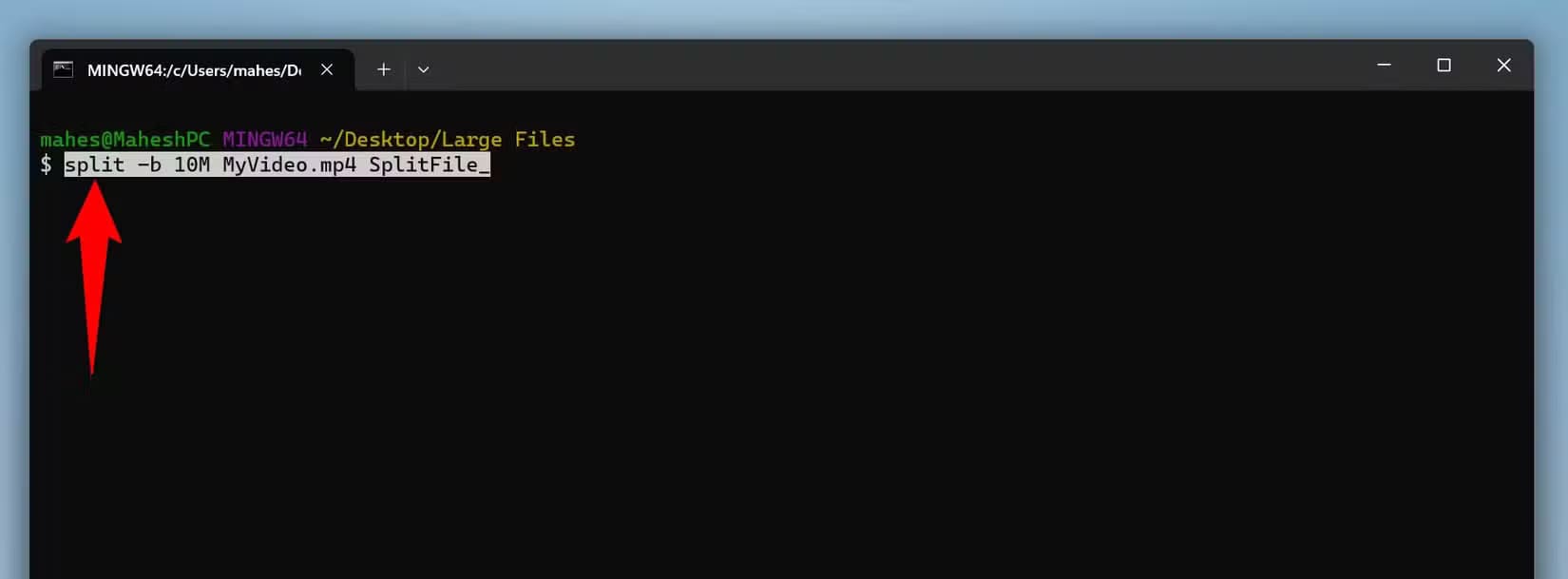 9-git-bash-split-file طريقة تقسيم الملفات الكبيرة بسهولة على Windows 11