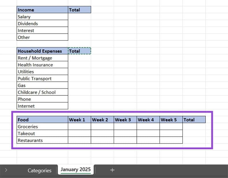 Create-a-Monthly-Budget-Tracker-in-Excel-Manually-4 خطوات بسيطة لإنشاء متتبع ميزانية شهرية باستخدام Excel