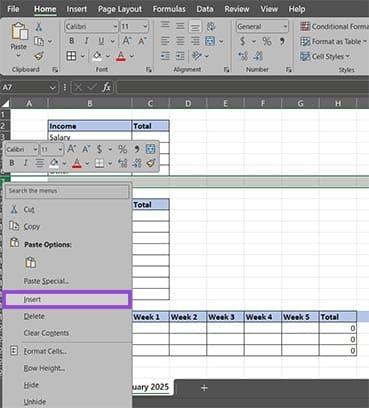 Create-a-Monthly-Budget-Tracker-in-Excel-Manually-7 خطوات بسيطة لإنشاء متتبع ميزانية شهرية باستخدام Excel
