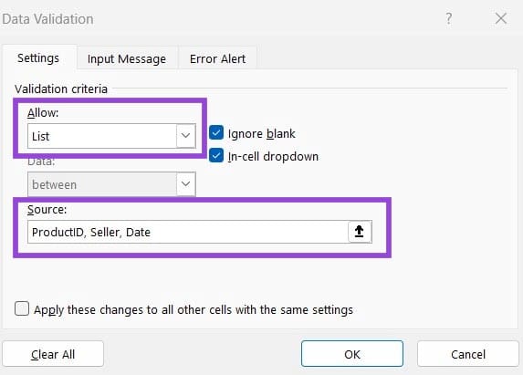 Data-Validation-from-a-Table-via-INDIRECT-2 كيفية استخدام المراجع المنظمة في Microsoft Excel لتحسين الكفاءة