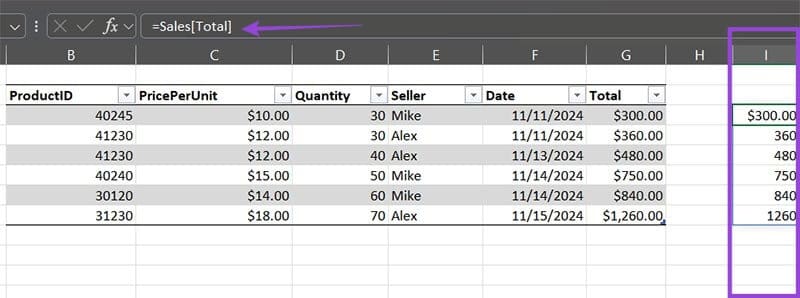 Fetching-a-Range-Outside-of-the-Table كيفية استخدام المراجع المنظمة في Microsoft Excel لتحسين الكفاءة