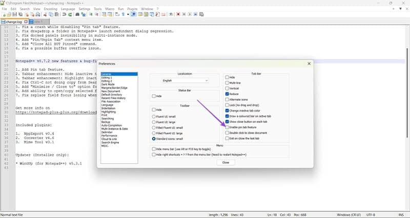 How-to-Disable-the-Pin-Tab-in-Notepad-5 تعطيل ميزة Pin Tabs في Notepad++ بسهولة خطوة بخطوة
