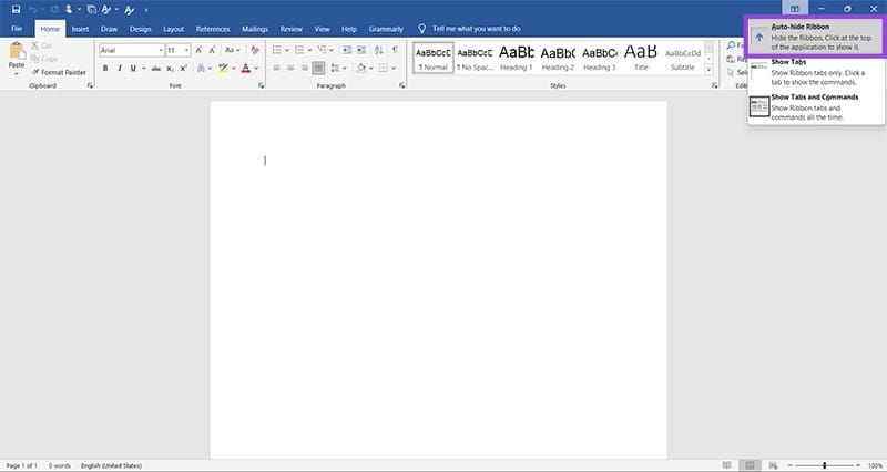 How-to-Hide-and-Restore-the-Microsoft-Word-Ribbon-2 كيفية إخفاء واستعادة شريط الأدوات في Microsoft Word