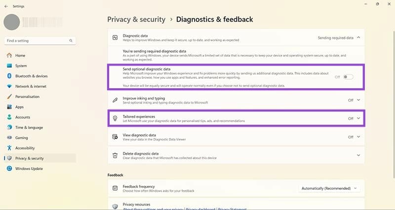 Stop-Sending-Operational-Data-4 خمس طرق لمنع Windows 11 من جمع البيانات الشخصية