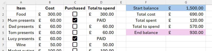 a-christmas-budget-in-an-excel-spreadsheet كيفية الاستفادة من تطبيقات Microsoft لتبسيط الاحتفالات