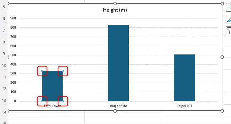 a-column-chart-in-excel-with-the-first-column-only-selected إضافة الصور والأيقونات إلى أعمدة المخططات في Excel بخطوات بسيطة