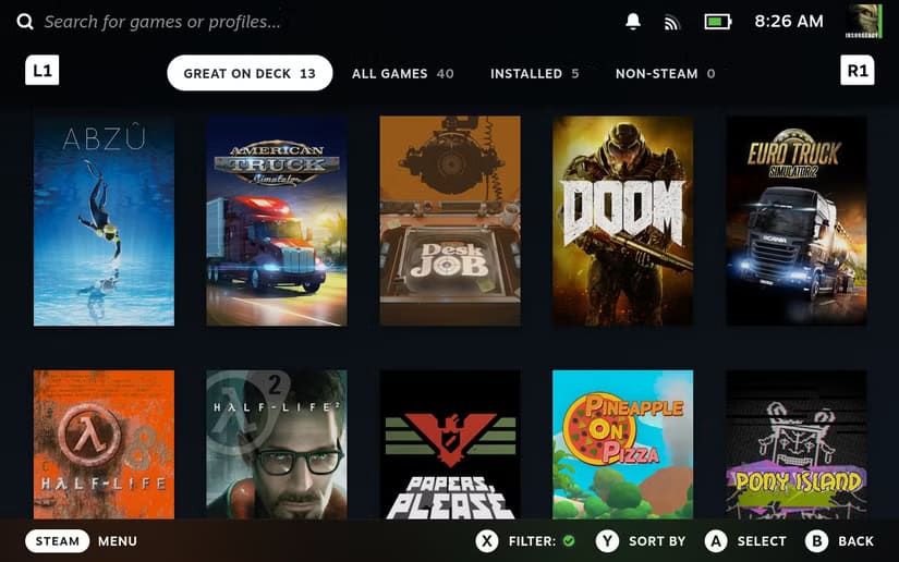 a-library-of-games-in-steamos هل يعتبر Steam Deck الخيار المناسب لمحبي الألعاب بدون كمبيوتر؟