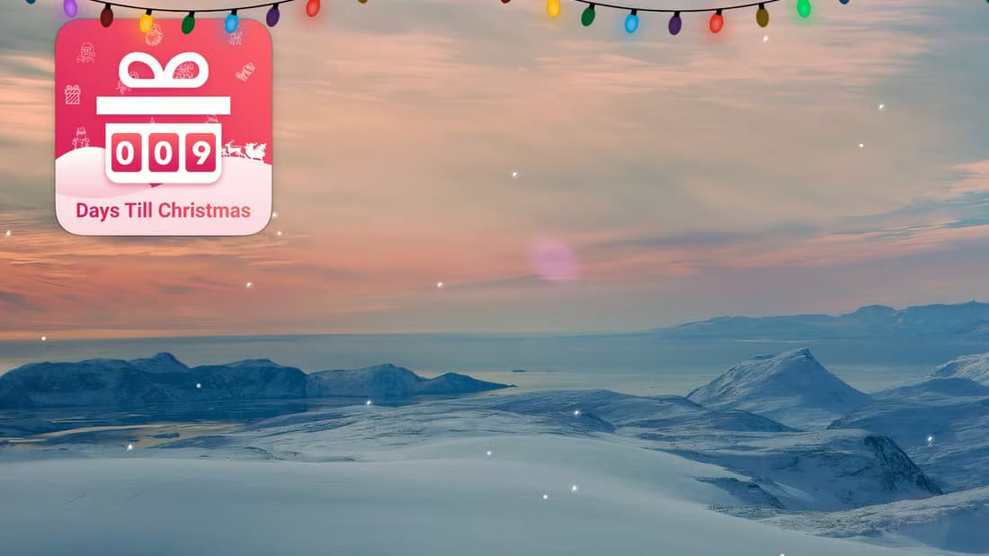 a-mac-desktop-with-christmas-lights-a-christmas-countdown-widget-and-snow كيفية إضافة لمسات من البهجة لجهاز Mac في موسم العطلات