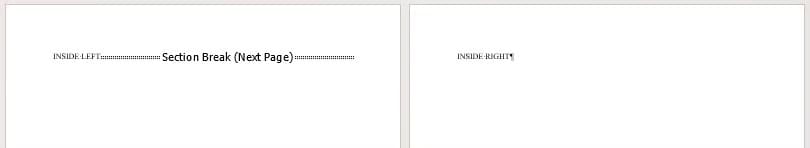 a-word-document-containing-two-pages-labeled-inside-left-and-inside-right-separated-by-section-breaks خطوات تصميم بطاقة عيد مميزة باستخدام Microsoft Word
